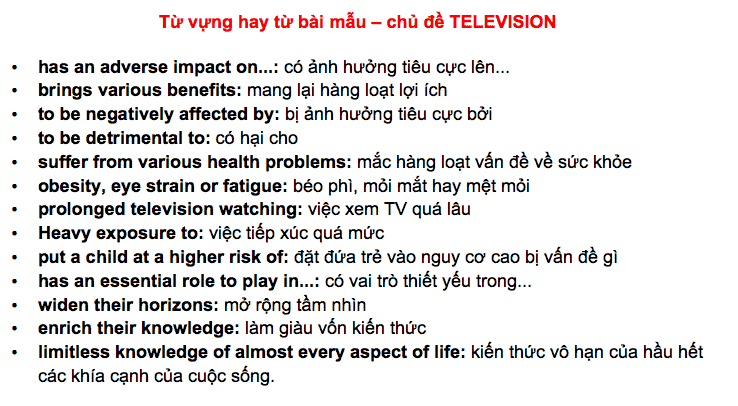 bài mẫu writing task 2 topic television