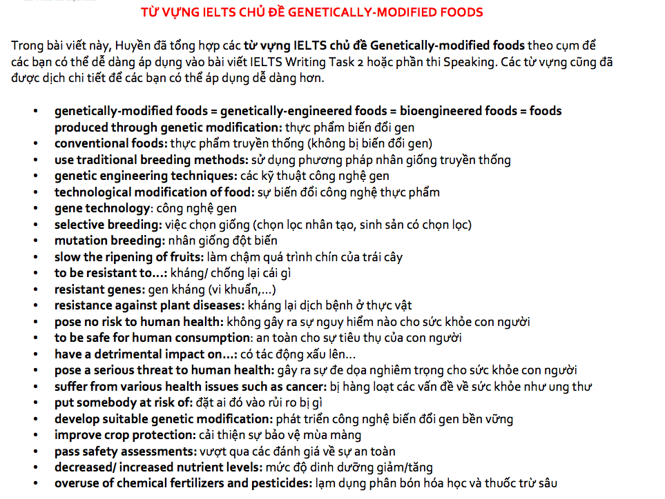 tu-vung-ielts-chu-de-genetically-modified-foods