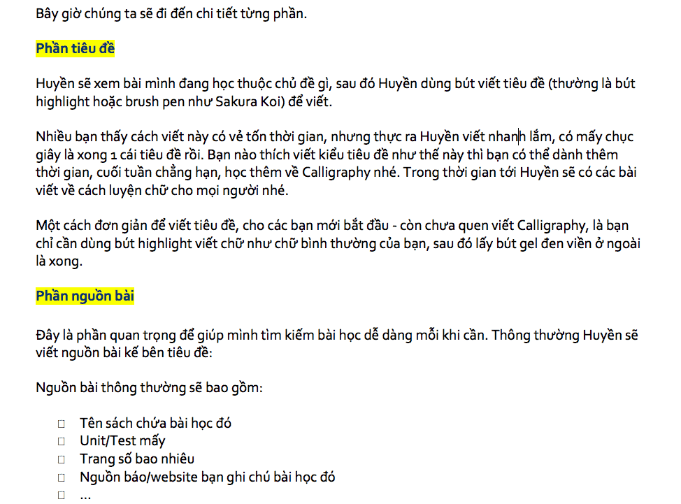 cách trình bày vở tiếng anh